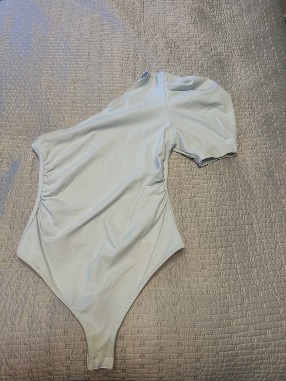 One-Shoulder Light Blue Bodysuit